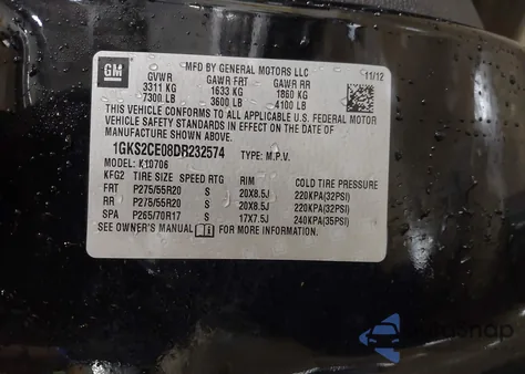 2013 GMC Yukon Slt from USA, damaged, VIN 1GKS2CE08DR232574